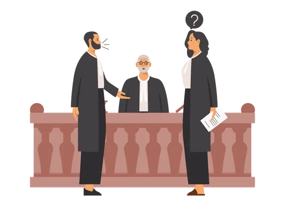 Lawyers arguing and asking for evidence Illustration