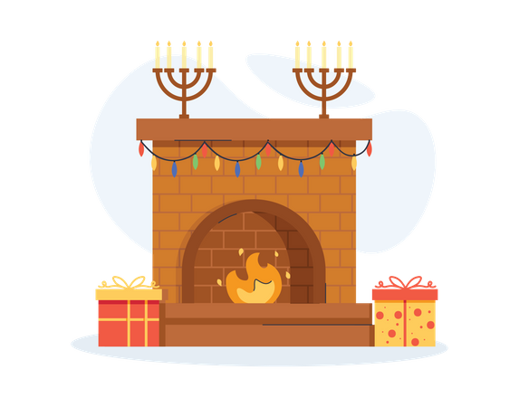 Living room with gifts Illustration