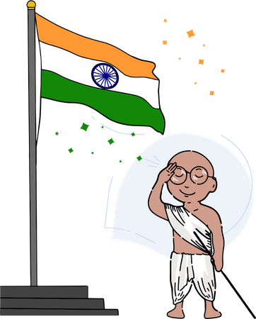 Mahatma Gandhi salute to tiranga Illustration