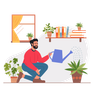 man watering plants illustrations free