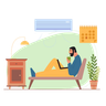 illustrations of man working on laptop