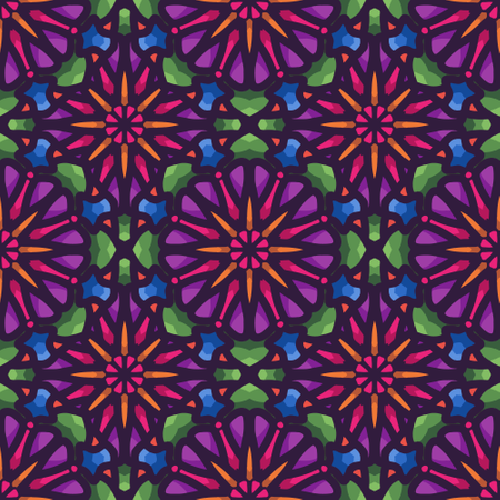 Mandala seamless pattern with rounded floral ethnic mandala ornament Illustration