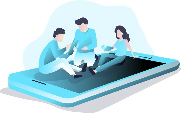 Mobile Testing and Group Discussion Illustration