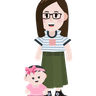 free mom with daughter illustrations