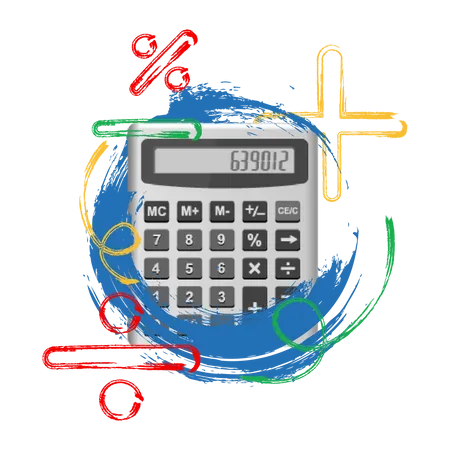 Photo illustration concept of calculation with calculator image Illustration