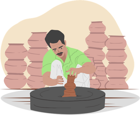 Pottery Maker Illustration