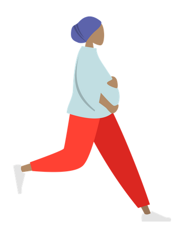 Running pregnant woman Illustration