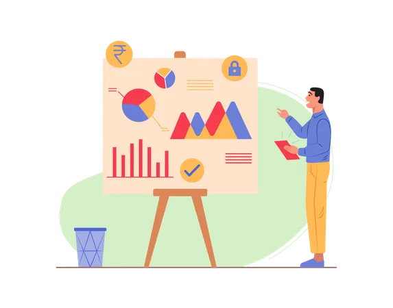 Sales executive doing sales analysis Illustration