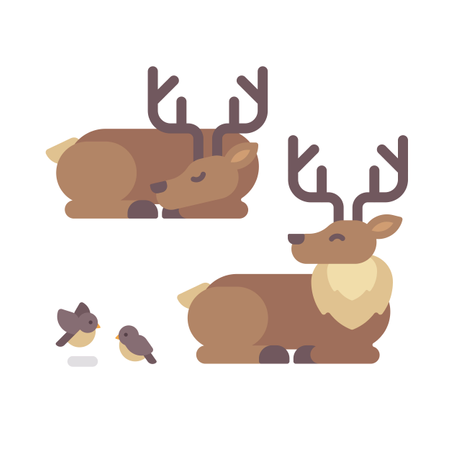 Santa Claus Reindeer Sleeping After Christmas Illustration