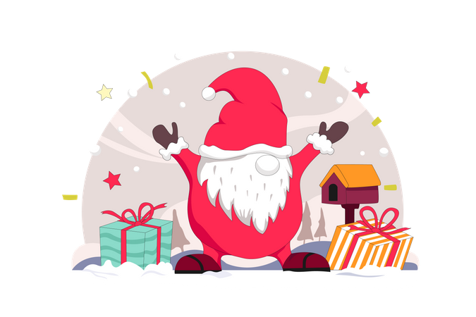 Santa with gift Illustration