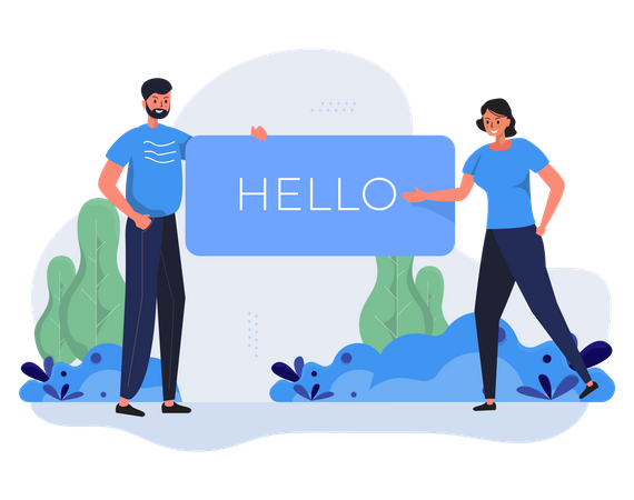 Say hello to new people Illustration