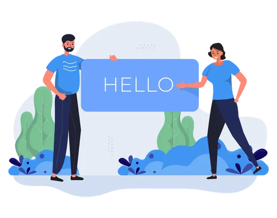Say hello to new people Illustration