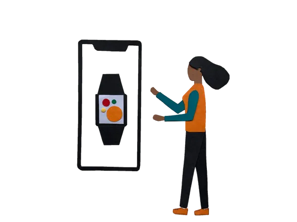 Smart watch connected with mobile Illustration