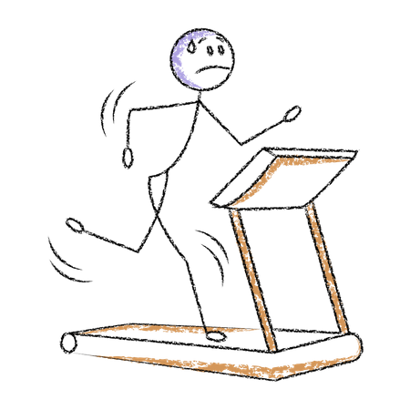 Stickman running on treadmill Illustration