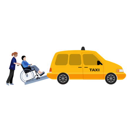 Taxi Services For Disable People Illustration