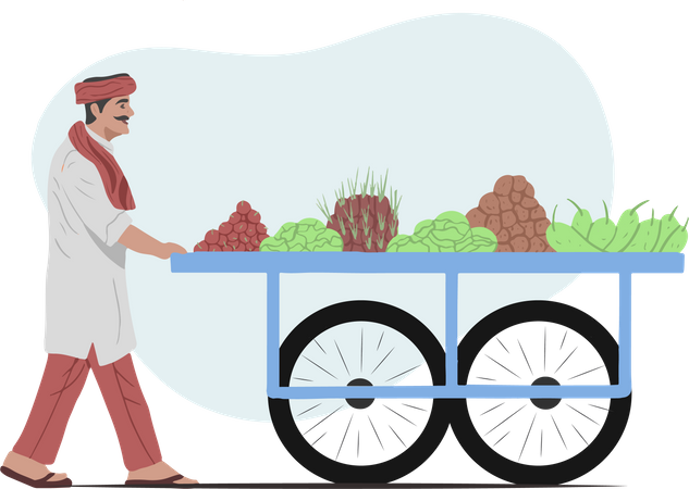 Free Vegetable Vendor Illustration download in PNG & Vector format