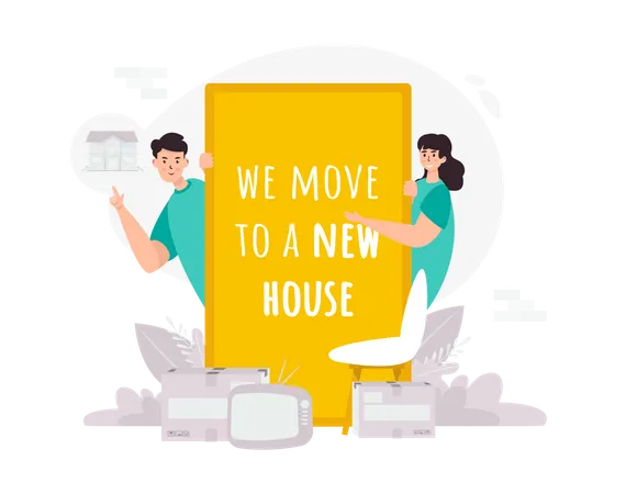 We move to new house Illustration
