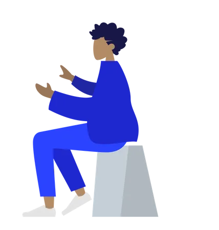 Woman sitting on stool Illustration