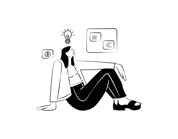 Woman thinking of investment Illustration