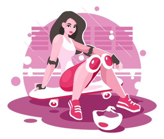 Woman With Skate Illustration