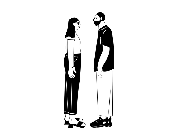 Young couple looking at each other Illustration