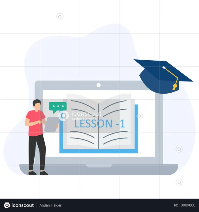 学生が行うオンライン学習  イラスト