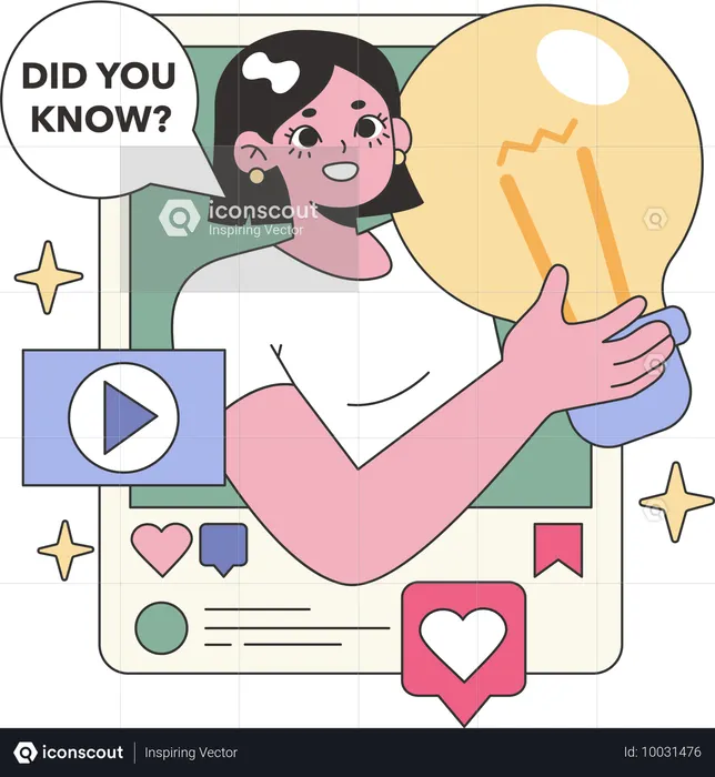 ライフハックとヒントを持つ女の子  イラスト