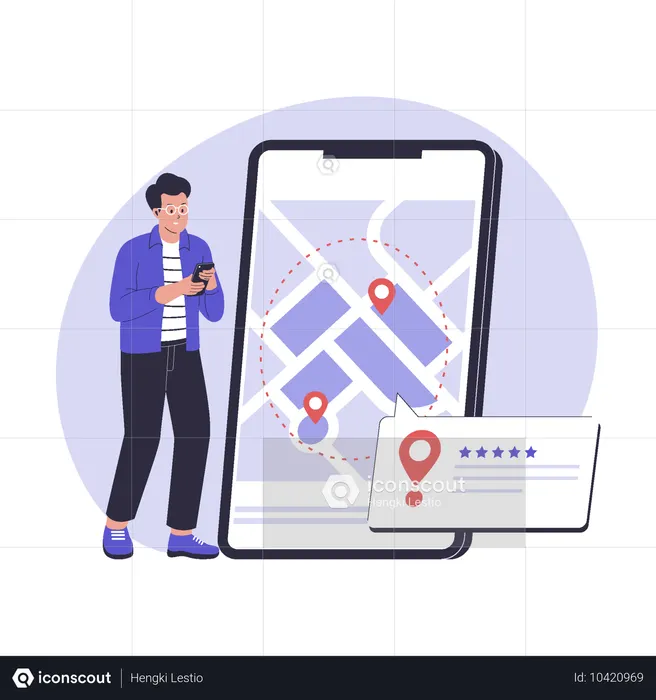 ビジネスのための地図エリア境界としてのジオフェンシング  イラスト