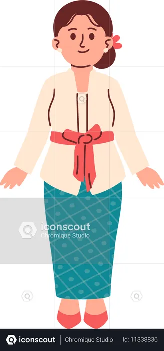 케바야 의상을 입은 여성  일러스트레이션