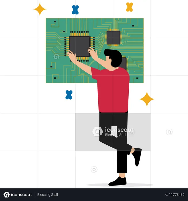 전자 회로 기판  일러스트레이션