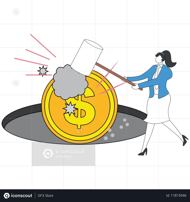 기업 금융을 무너뜨리는 사업가  일러스트레이션