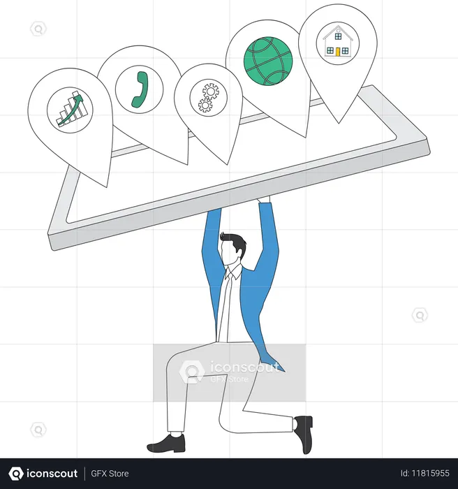 과부하 정보를 가진 사업가  일러스트레이션