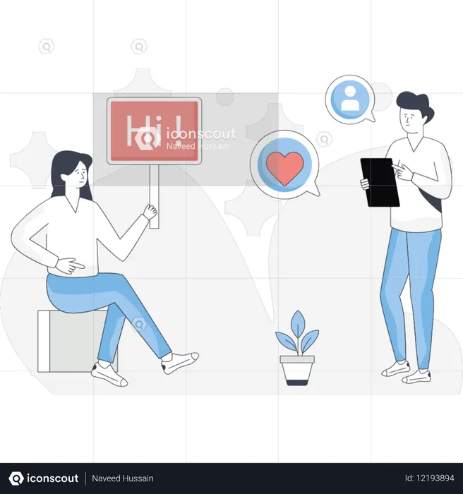 인사하는 소녀  일러스트레이션