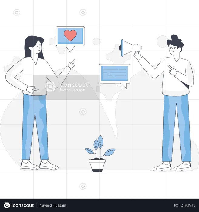 소셜 미디어에서의 소년·소녀 마케팅  일러스트레이션