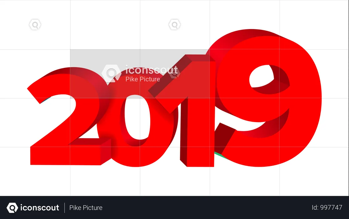 2019 Red Sign Vector. Sign 3d Numbers 2019. Greeting Card Design. Red. Illustration  Illustration
