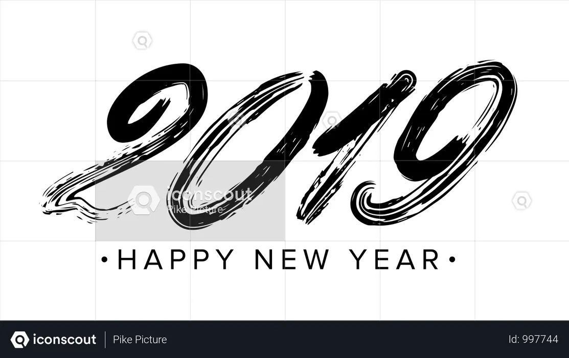 2019 Sign Vector. Grunge Calligraphy. Hand Drawn Lettering. Card Design Template. Black Numbers Isolated On White Background Illustration  Illustration