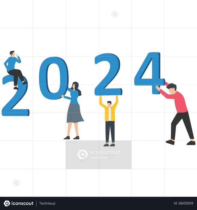 Bienvenida al año nuevo 2024  Ilustración