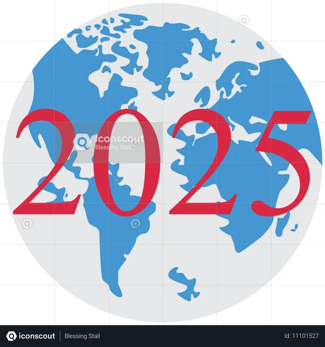 2025 avec un globe en bonne santé  Illustration