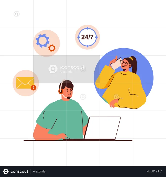 24 hour Customer service  Illustration