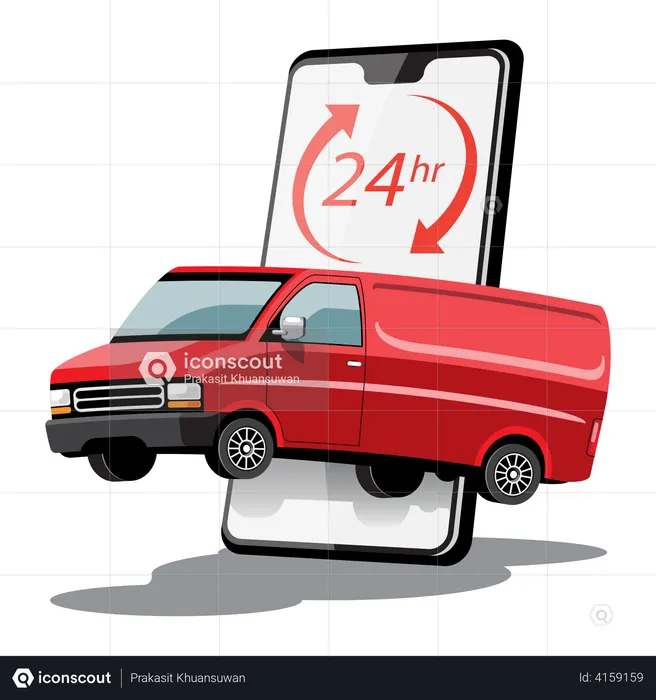 24 hour Delivery Service  Illustration