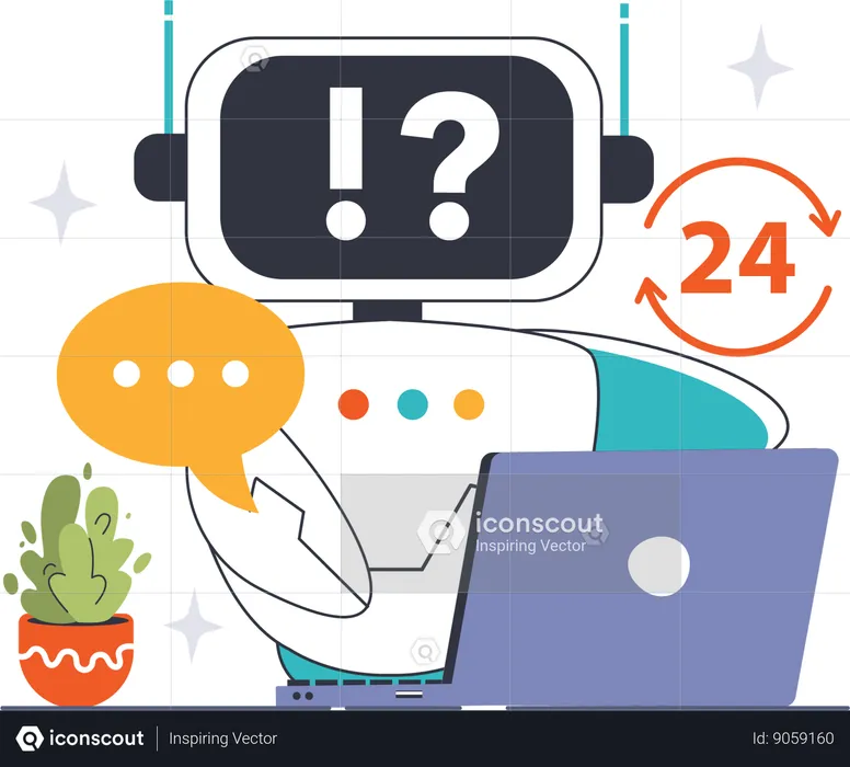 24 hours chatbot service  Illustration