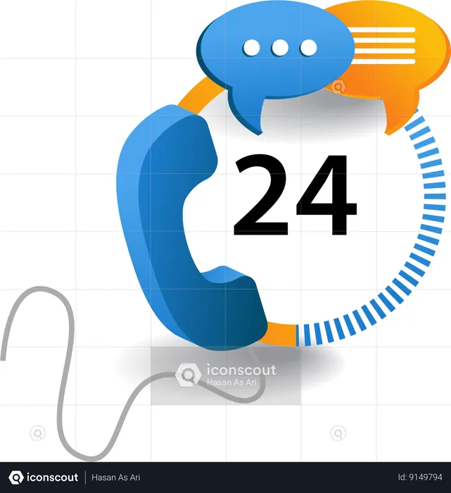 24 hours Customer service  Illustration