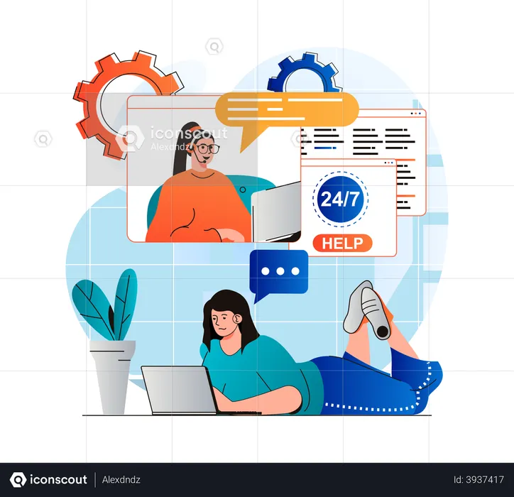 24 hours customer service  Illustration