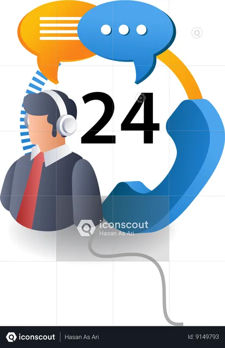 24 hours Customer support  Illustration