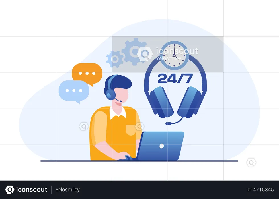 24 Hours Customer Support  Illustration