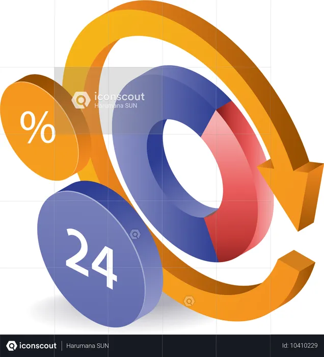 24 hours round the circle to develop business  Illustration