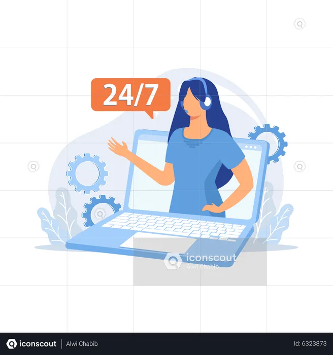 24 hours technical support  Illustration