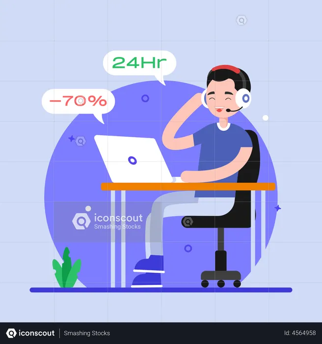 24 Stunden Kundenservice  Illustration