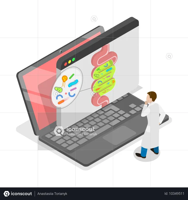 3D Isometric Flat Illustration of Digestive Tract Diseases. Item 2  Illustration