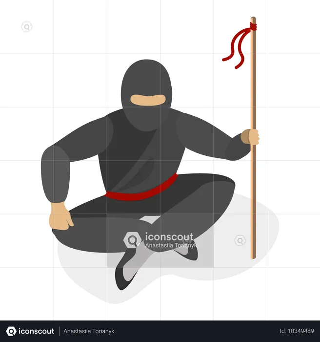 3D Isometric Flat Vector Set of Ninja Warriors. Item 6  Illustration